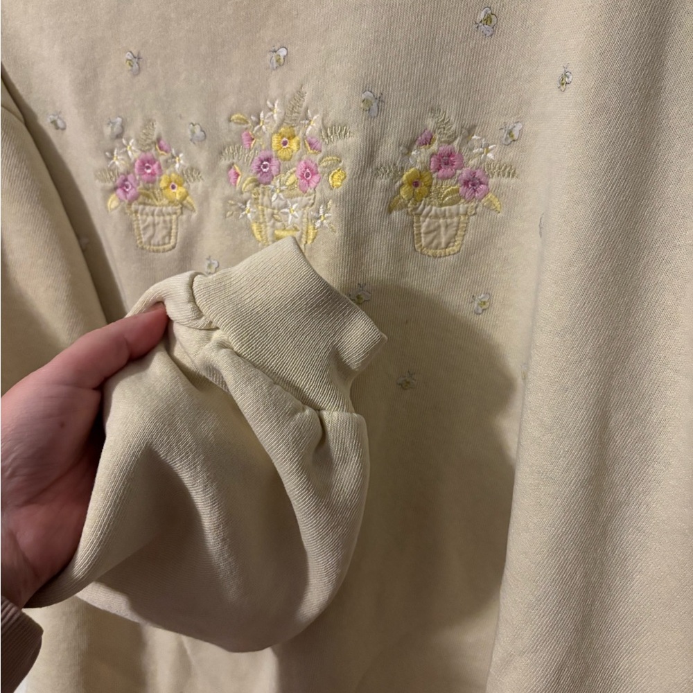 Grandmacore Cozy Chunky Top Stitch Cream Sweatshirt - Picture 5 of 8